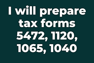 prepare tax forms 5472, 1120, 1065, 1040