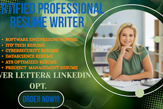 write your executive level ats compatible resume, tech resume, linkedin opt