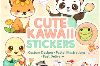 create adorable kawaii sticker illustrations
