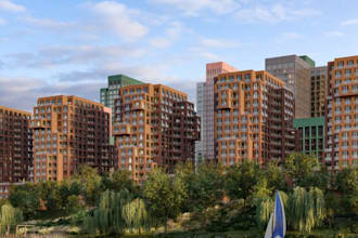 rebuild highrise apartment,urban living,cgi brick facade,exterior metal cladding