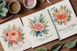 do watercolor feminine, boho, signature logo design for you