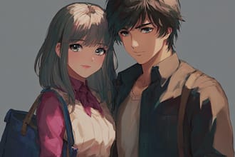 draw anime couple portrait