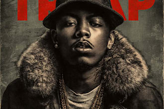 draw a rap or trap album cover art with parental advisory