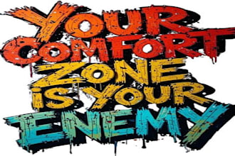 create modern mural design doodle art wall decal and professional typography