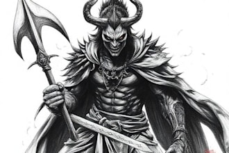 draw custom dark berserk style art in high quality