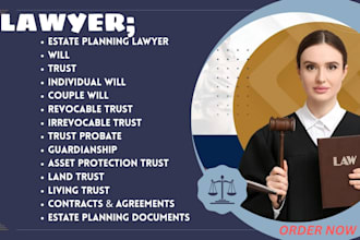 draft and review wills, trusts probate documents, guardianship, codicils prenups