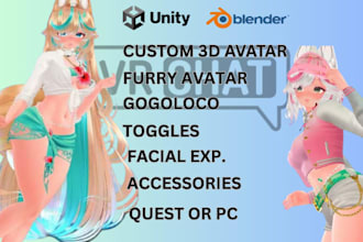 do vrchat avatar commission, anime vrc avatar, vr character, furry nsfw 3d model
