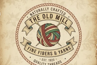 design a vintage yarn logo for your brand