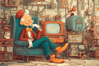 create a retro style cartoon illustration