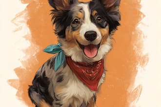 draw disney pets portrait illustration in disney style