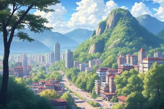 do anime city and nature background