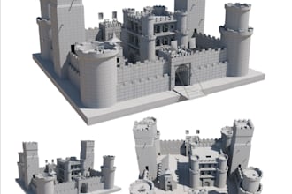 design 3d castle terrain,tabletop game miniatures,3d medieval ruins for printing