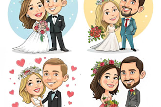 draw caricatures for couples, families, weddings