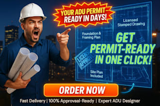 do adu permit drawing, foundation and framing plan, site plan and licensed stamp