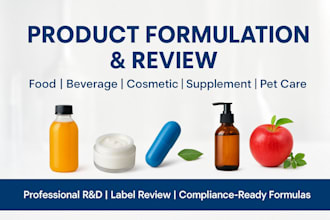formulate or review food, beverages, cosmetic, pet care or supplement product