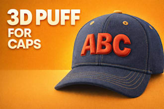 digitize 3d puff embroidery for caps