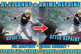 clean up and repaint ai art into professional anime art