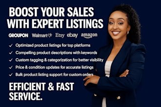 do a well optimized product listing on groupon, ebay, etsy, walmart or amazon