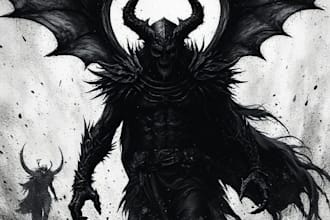 draw custom dark berserk style art in high quality art