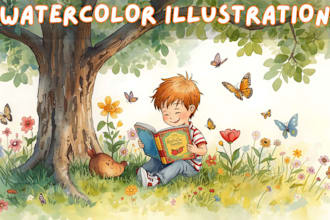 erstelle eine handgezeichnete aquarell buchillustration fur wasserfarben kinderb