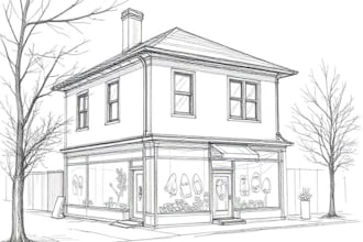 draw a sketch of a house portrait or building illustration
