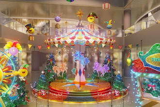 decorate 3d christmas stage,interior design,color transition,lighting,skp render
