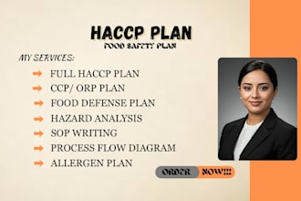write a haccp food safety plan with procedures, forms, documents, fda compliance