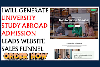 generate university study abroad admission leads and build educational website