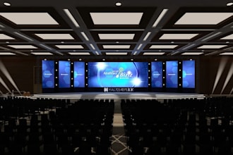 redesign 3d conference hall, exhibition booth, corporate stage,auditorium render