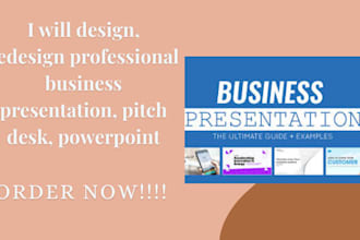 design, redesign professional business presentation, pitch desk, powerpoint