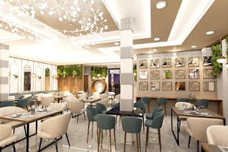 renovate 3d canadian restaurant, dining hall,cafe interior, luxury lounge render