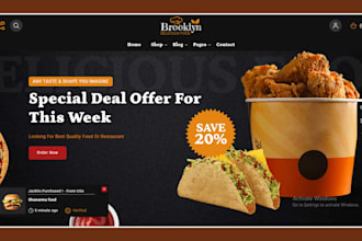 design meal prep shopify store food delivery catering website food website