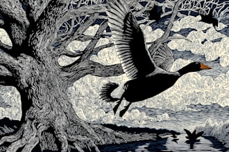 do linocut or woodcut illustrations