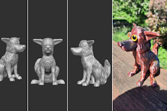 realistic 3d modeling for 3d printing 3d character, dog, toy, figures, 3d render