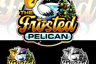 do a unique pelican christmas restaurant logo for your brand