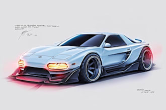 sketch a car or vehicle design concept using digital drawing