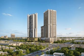 model high rise commercial building,skyscraper layout design,office tower render