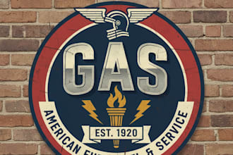 design a vintage gas logo for your brand