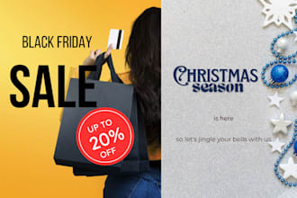 design holiday marketing graphics for online store, black friday, email event