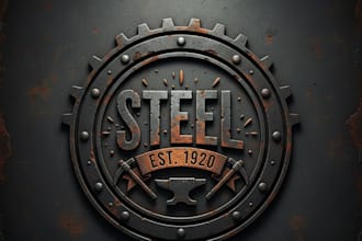 design a vintage steel logo for your brand