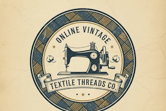 design a vintage online textile logo for your brand