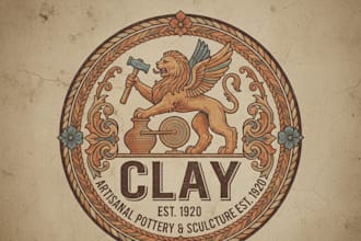 design a vintage clay logo for your brand