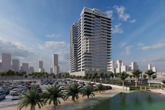 upgrade residential high rise building,cgi mixed use complex, multi story render