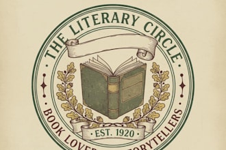 design a vintage book club logo with timeless literary charm