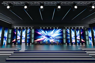 renders 3d cgi stage, 3d stage lighting interior design