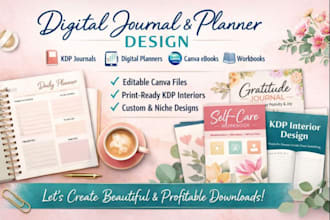do digital journal design, digital planner kdp journal design canva ebook design