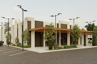 3d exterior design of house, commercial building