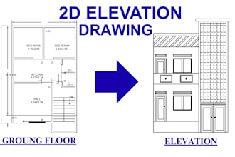 design professional 2d architecture elevation in autocad