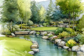 paint landscapes in watercolor