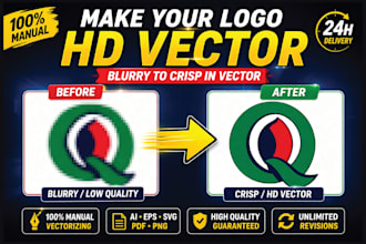manually vector trace, vectorize image, convert logo to vector, redraw in ai svg